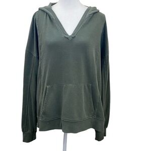 Time and Tru Sage/Olive  Green V-Neck Hoodie. Size XL. (16/18). Front Pocket.